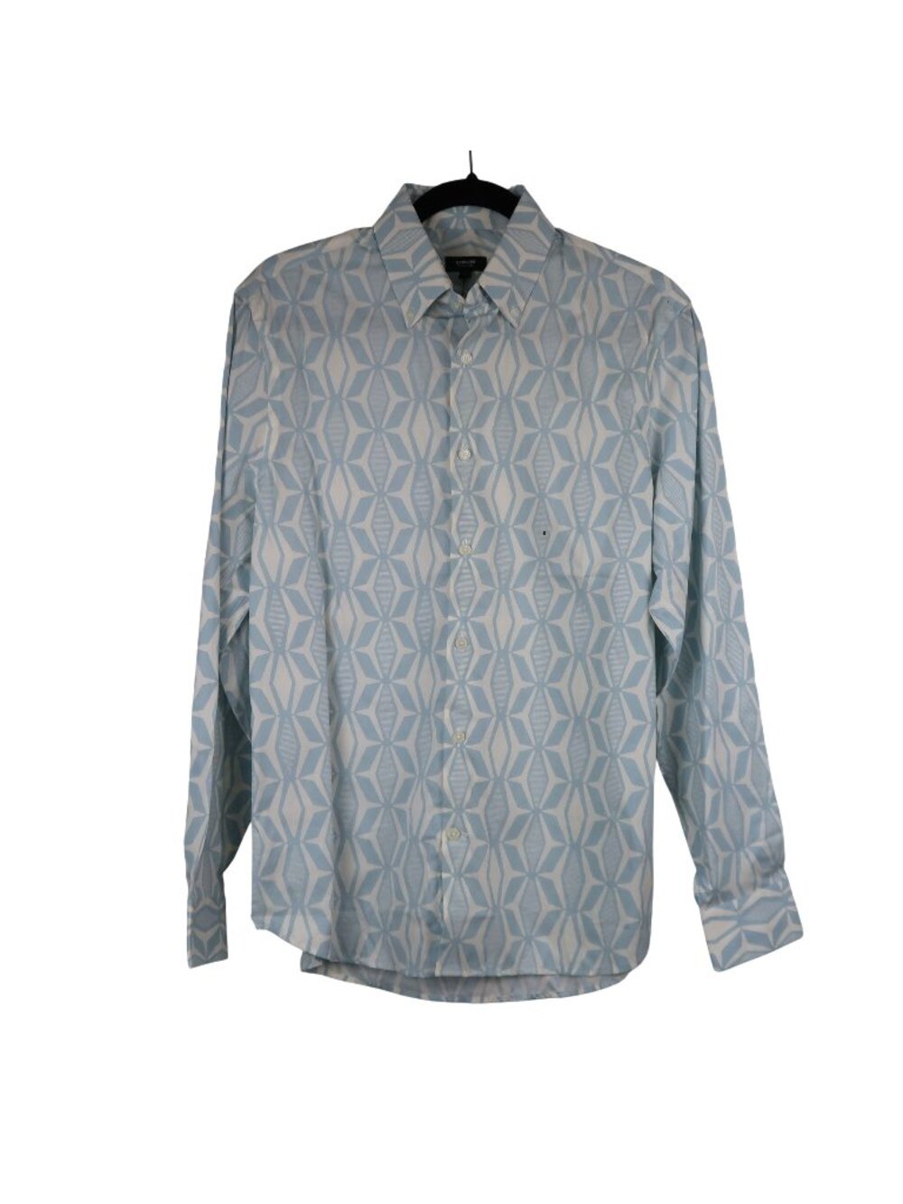 NWT Express Mens S Classic IMX Geometric Print Button-Down Shirt Blue/White